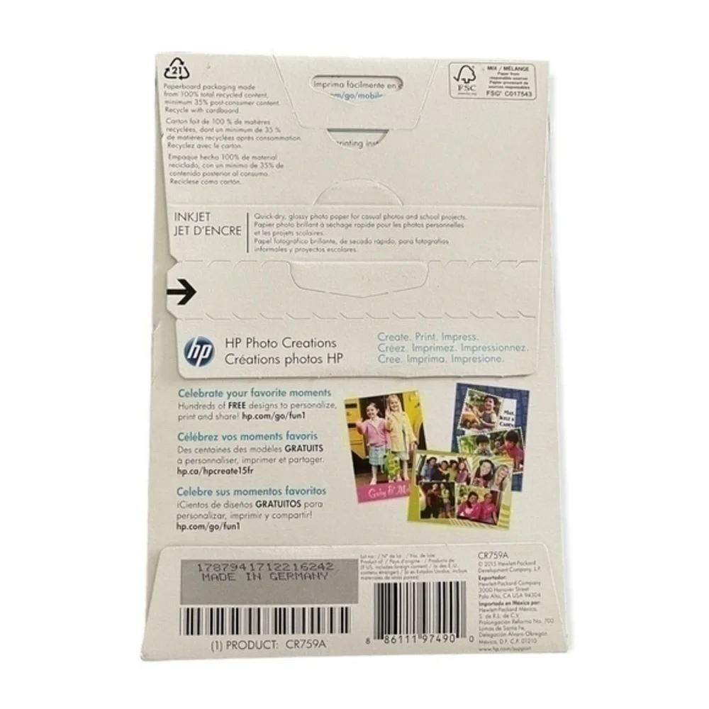 Hewlett-Packard Glossy 4 x 6 Photo Paper 100 Sheets